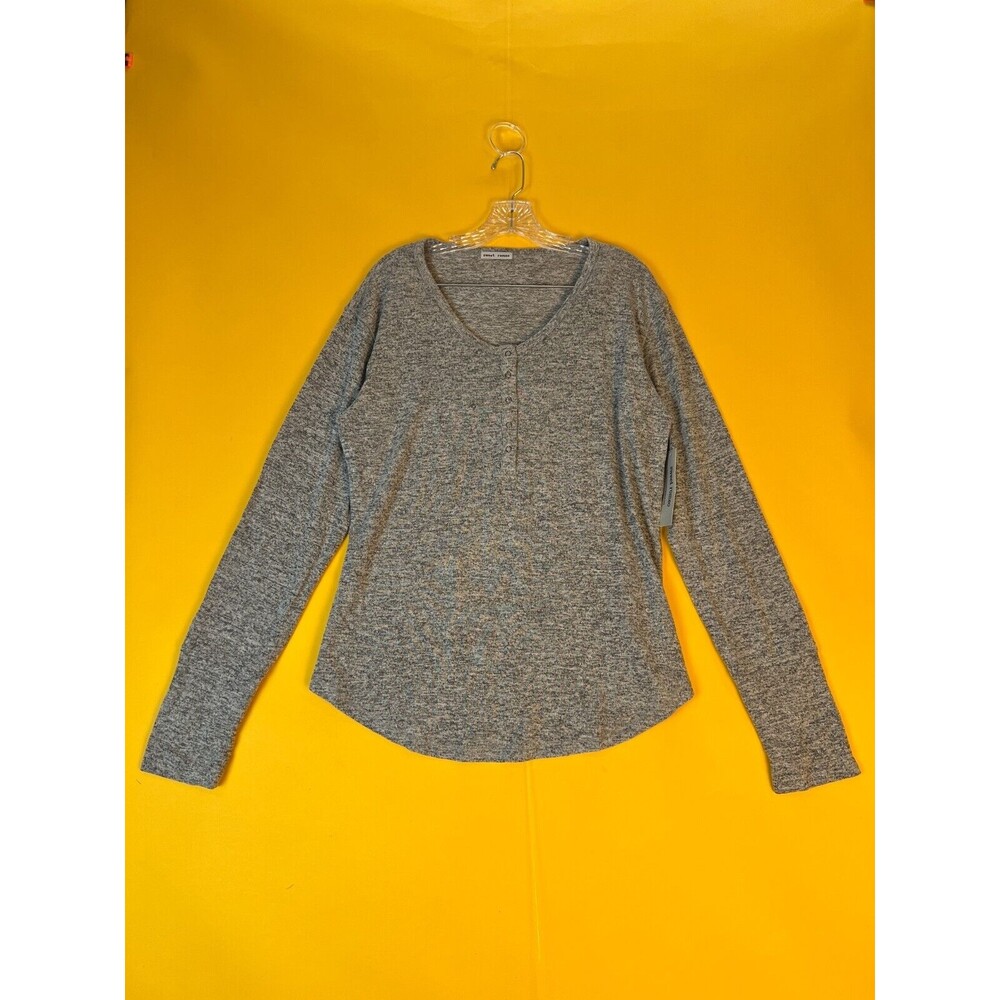 Sweet Romeo Henley Knit Top Sweater Grey Womens 2X Plus Long Sleeve Pullover NWT